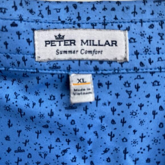 Peter Millar Summer Comfort Golf Polo Mens XL Blue Performance Shirt - Picture 6 of 10